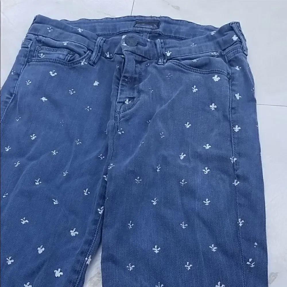 Mother Denim The looker Ankle Zip Skinny Jeans Lapis “Fleur-de-love